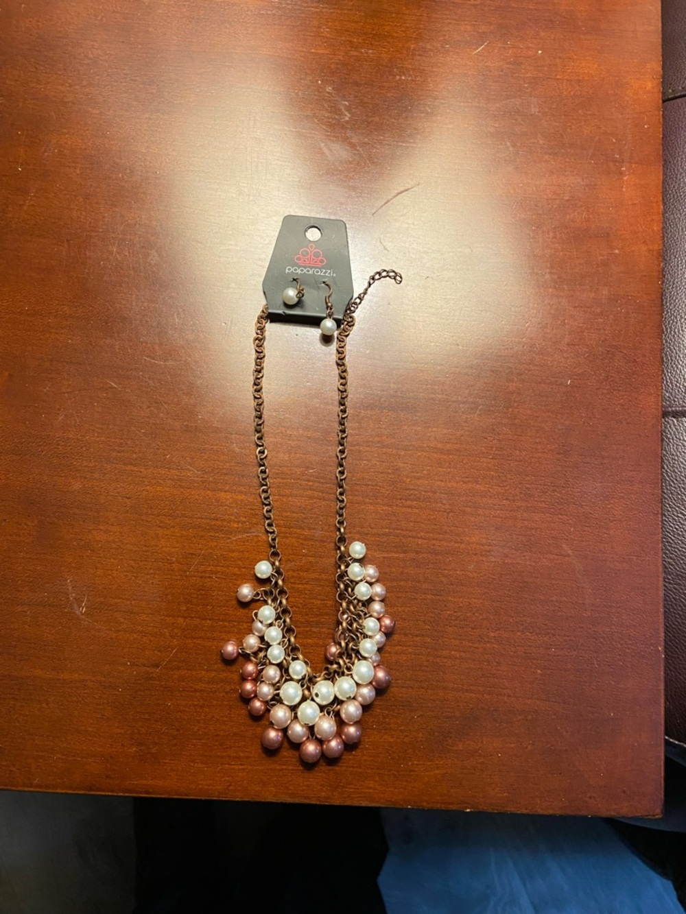 Paparazzi Rose Gold and Ivory Cluster Bib Necklace